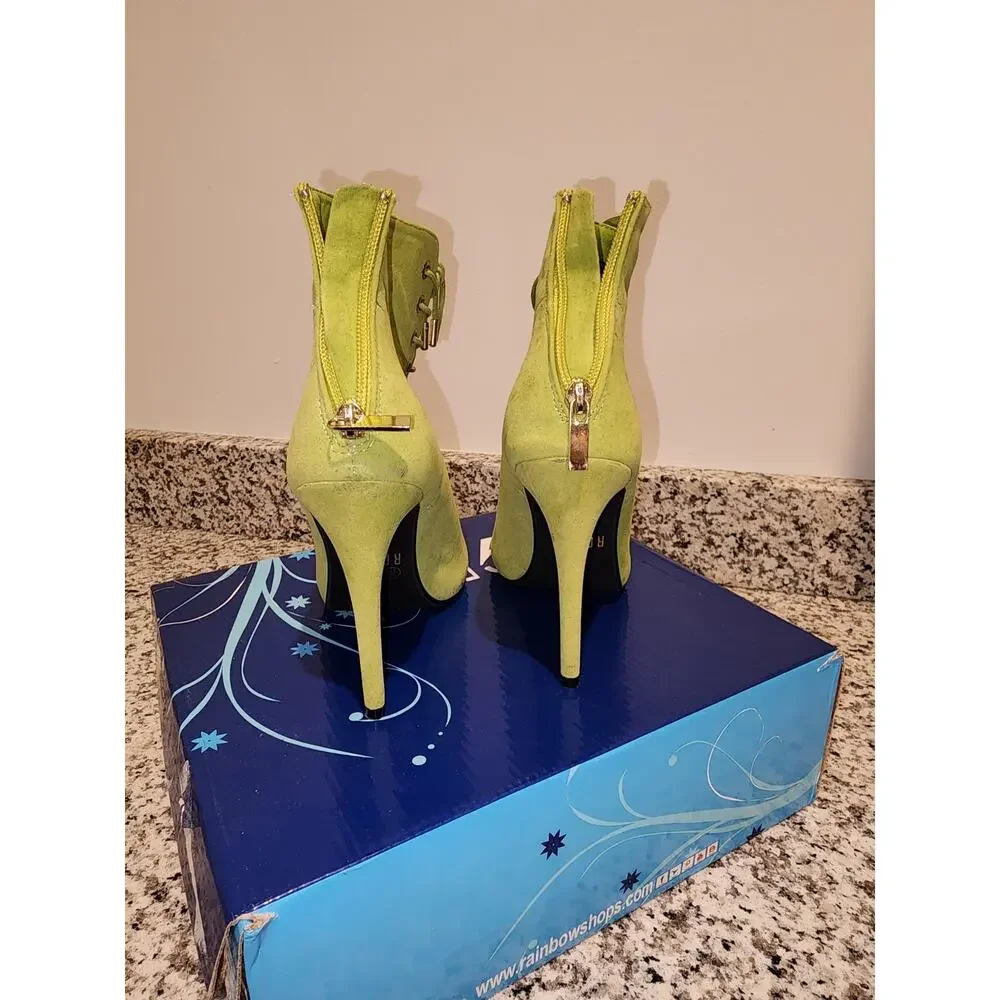 Rouge Perton-63 Lime Green Dress Bootie Heels